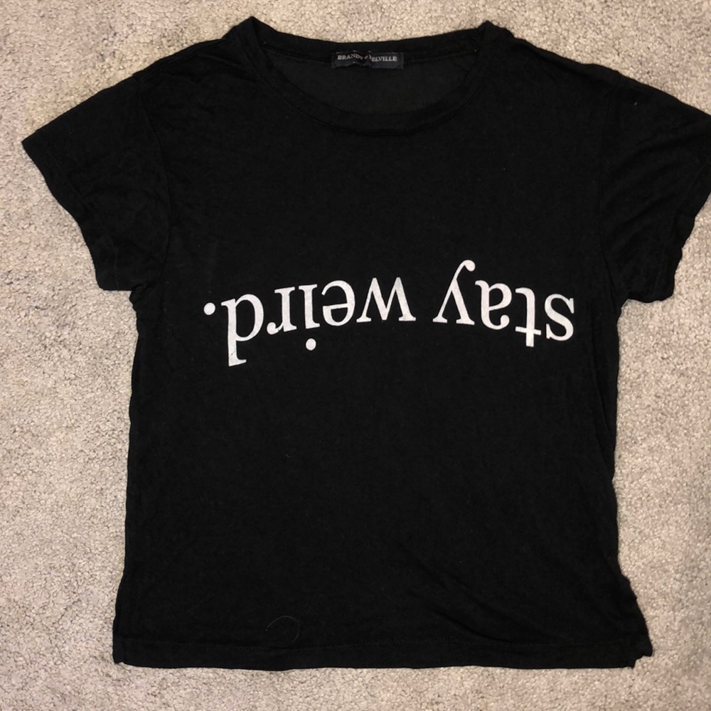 Black Stay Weird top